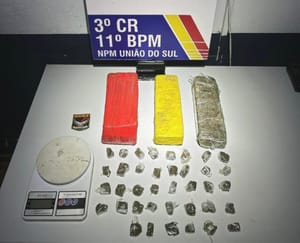 Polícia Militar localiza tabletes e porções de entorpecentes enterrados em zona rural de União do Sul